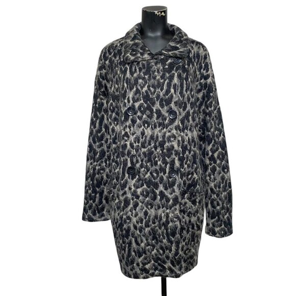 NEW Free People Wild Thing Gray & Black Leopard Animal Print Coat - Picture 1 of 10